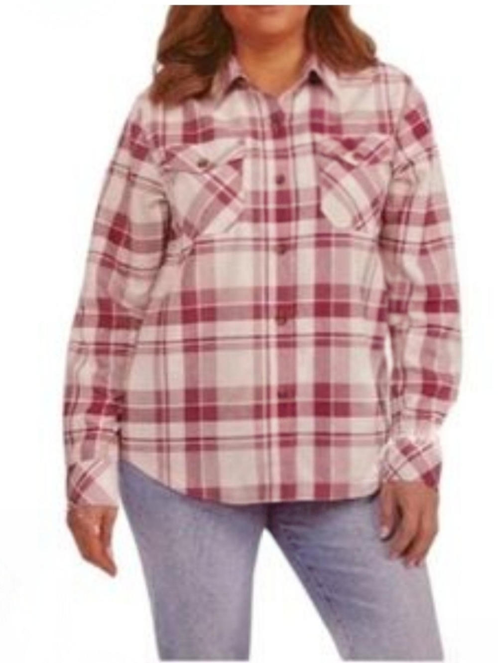 Frank & Oak Pink Plaid Button-Up Shirt